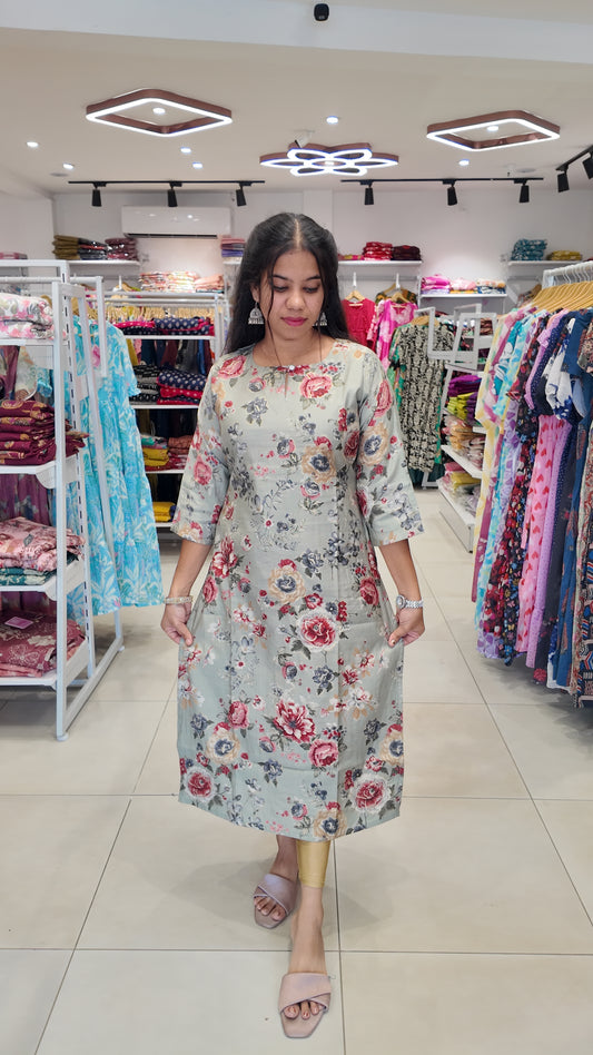 Premium Vatican Cotton Printed Kurti (With Lining) Non-Feeding