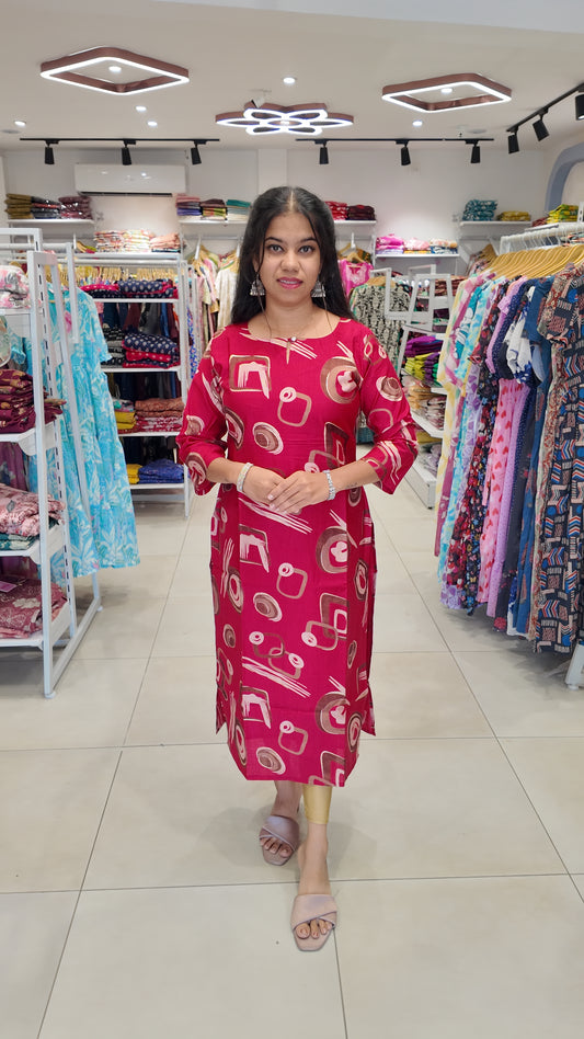 Premium Vatican Cotton Printed Kurti (With Lining) Non-Feeding