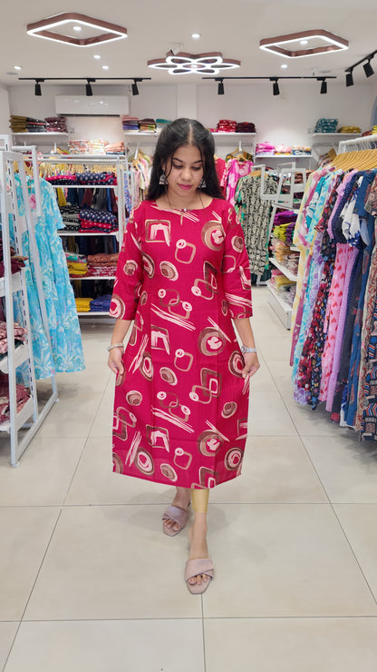 Premium Vatican Cotton Printed Kurti (With Lining) Non-Feeding