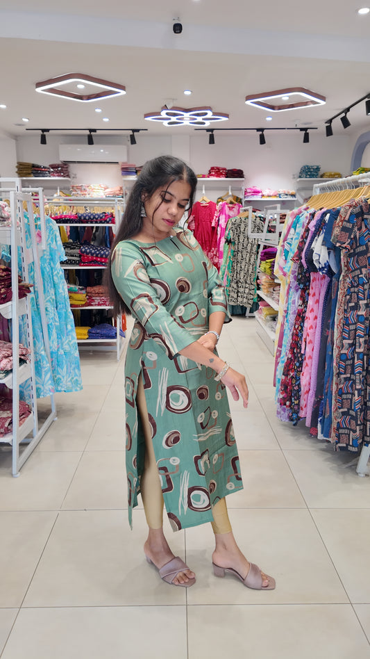 Premium Vatican Cotton Printed Kurti (With Lining) Non-Feeding
