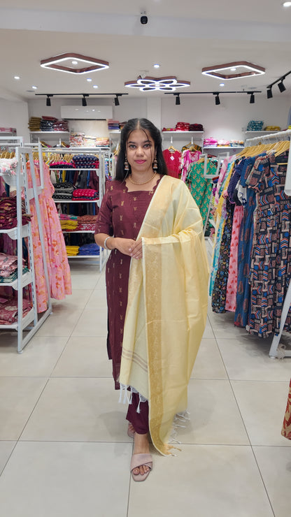 Premium Raw Silk Salwar Set-(Top,Bottom,Duppatta)-Non Feeding Only