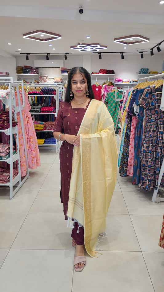 Premium Raw Silk Salwar Set-(Top,Bottom,Duppatta)-Non Feeding Only