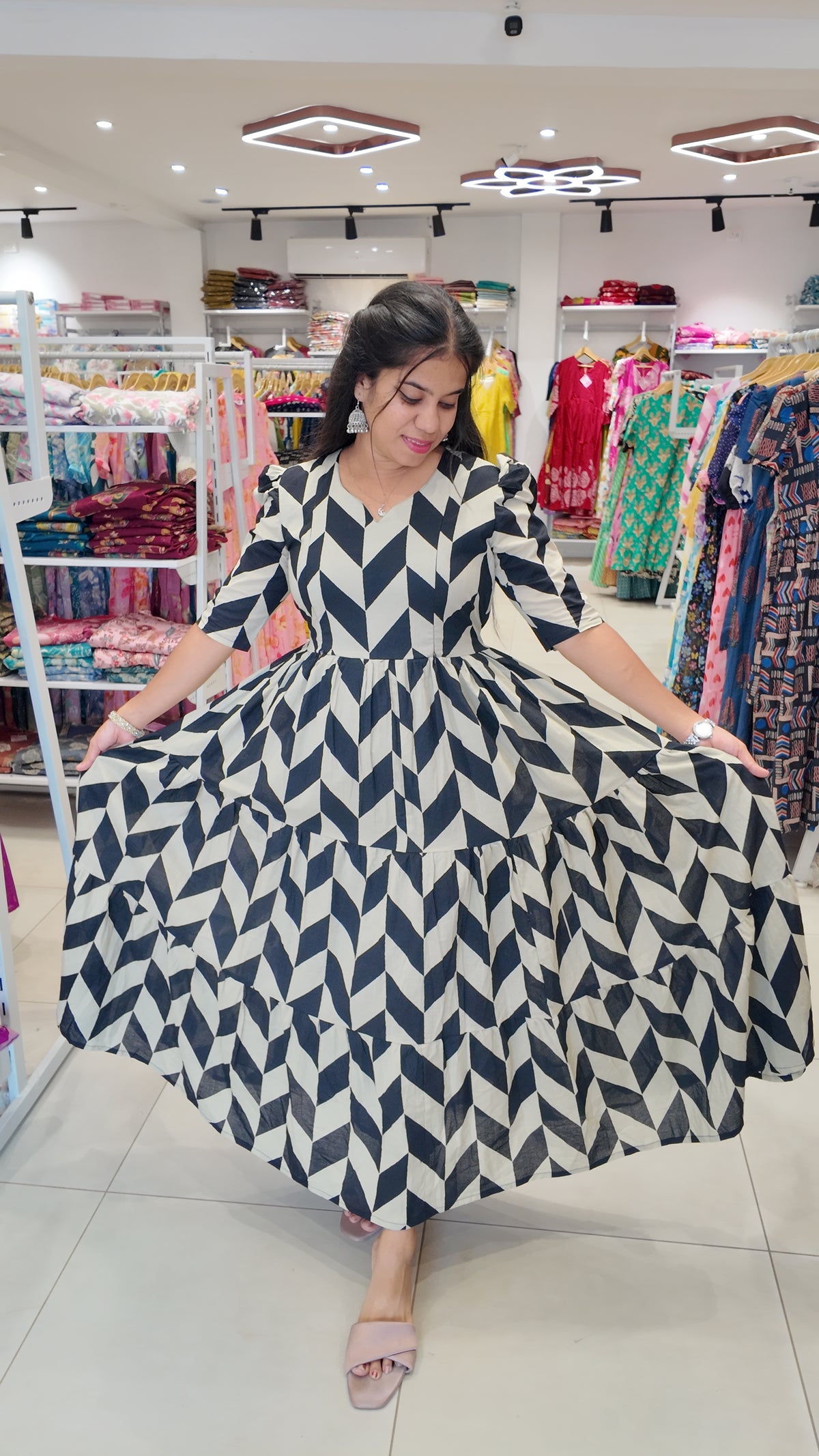 Premium Cotton Printed Maxi- Feeding | With Lining