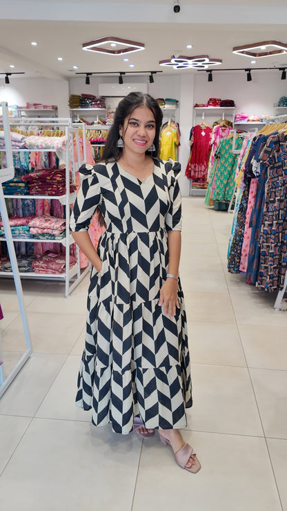 Premium Cotton Printed Maxi- Feeding | With Lining