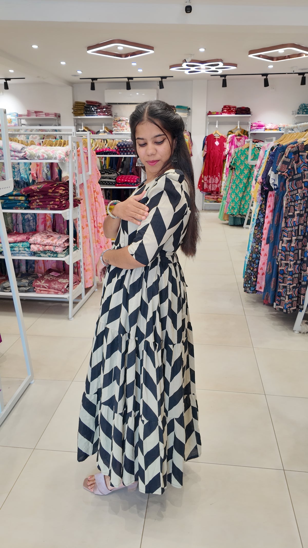 Premium Cotton Printed Maxi- Feeding | With Lining