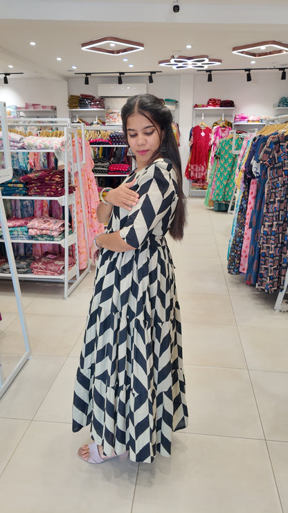 Premium Cotton Printed Maxi- Feeding | With Lining