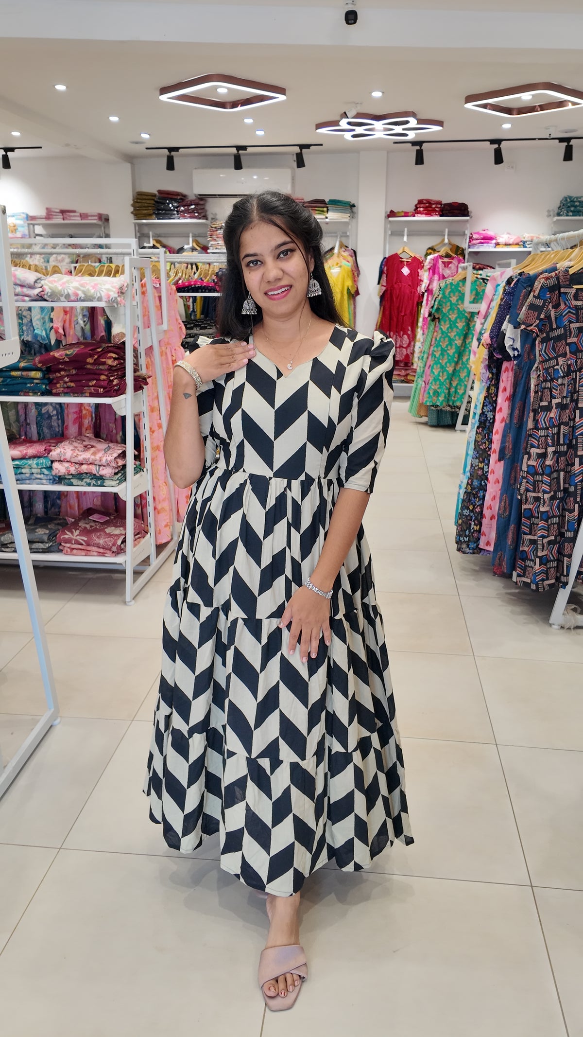 Premium Cotton Printed Maxi- Feeding | With Lining
