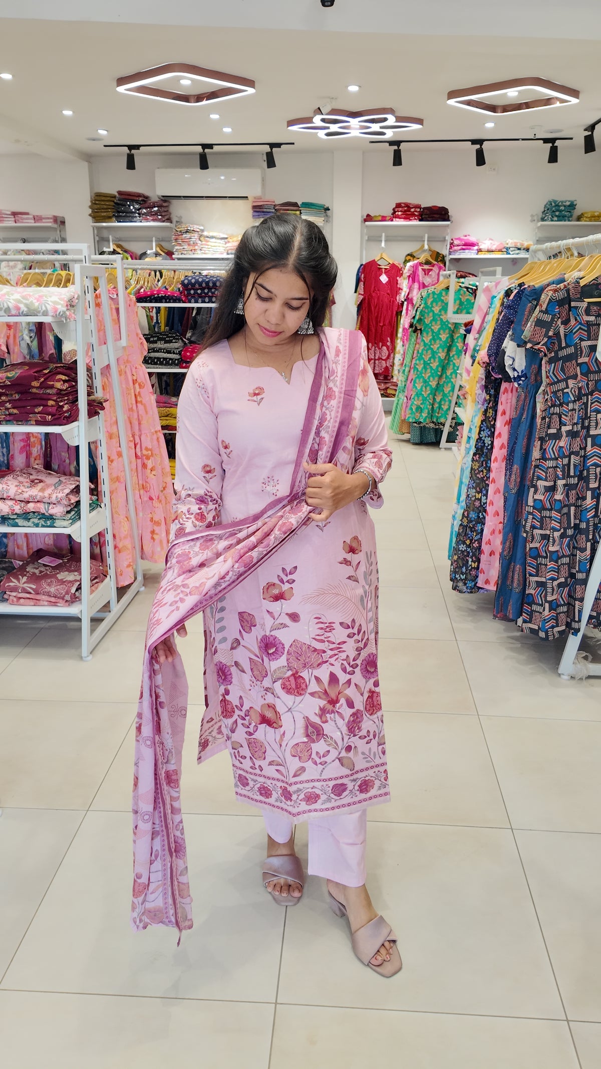 Soft Cotton Salwar Set-(Top,Bottom,Duppatta)-Non Feeding Only | With Lining