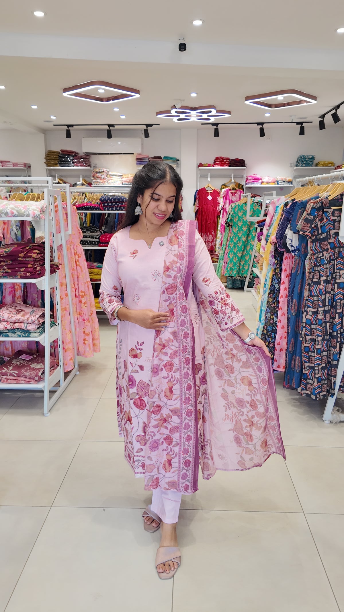 Soft Cotton Salwar Set-(Top,Bottom,Duppatta)-Non Feeding Only | With Lining
