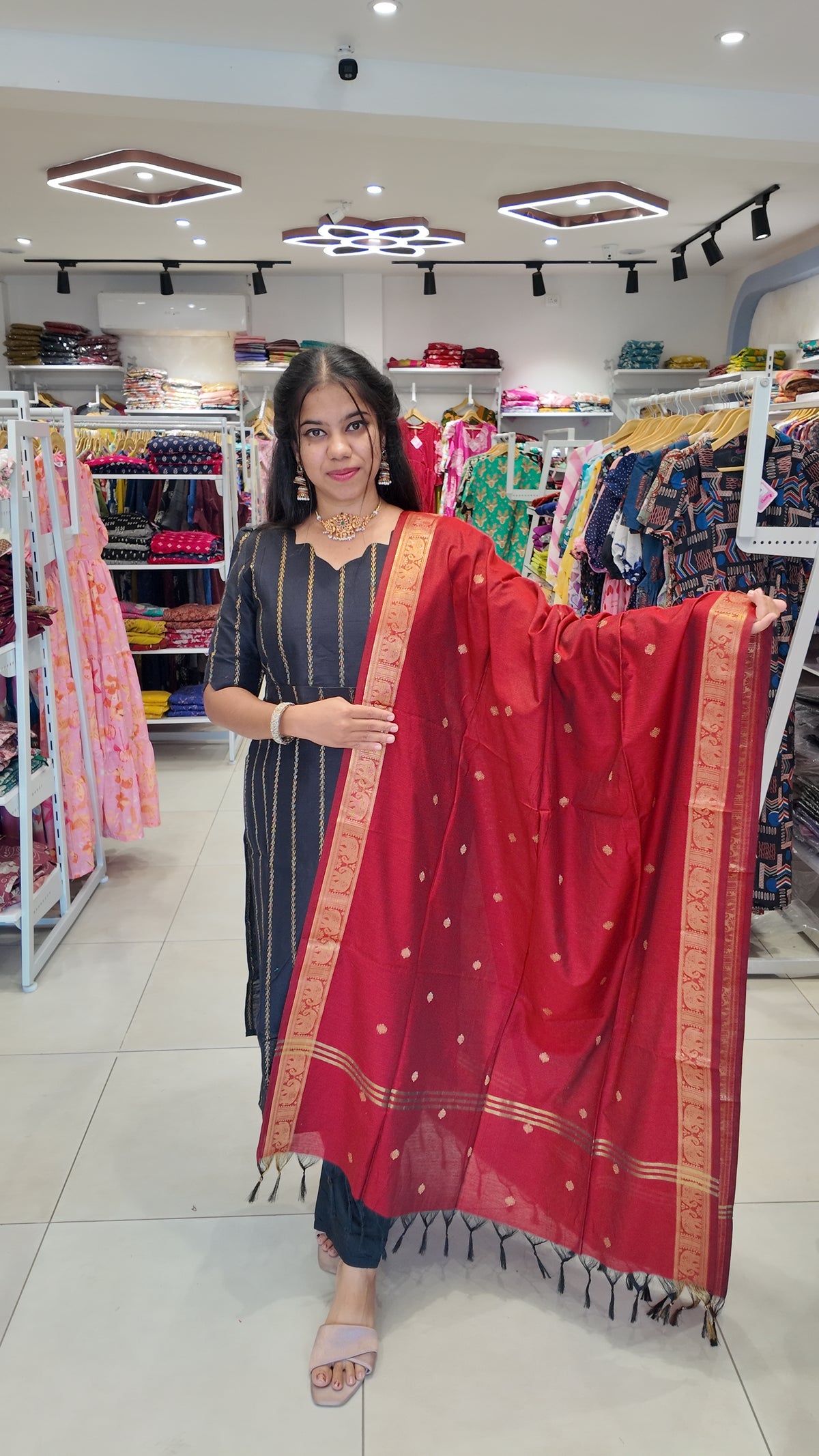 Premium Raw Silk Salwar Set-(Top,Bottom,Duppatta) Feeding