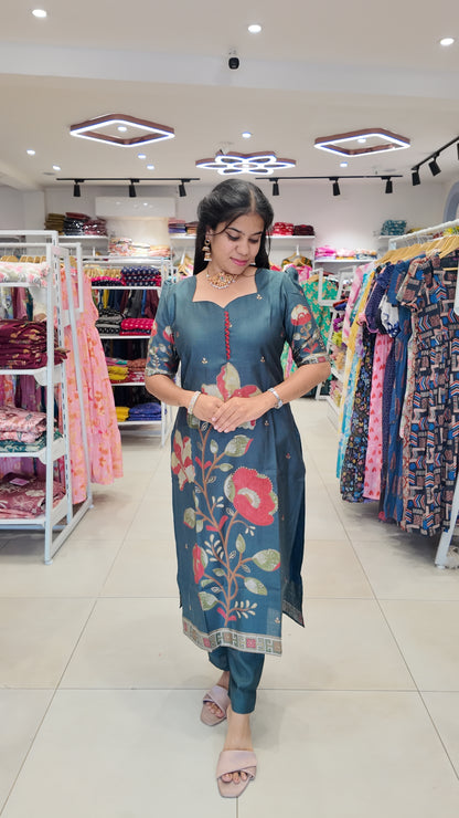 Premium Cotton Foil Printed Salwar Set-(Top,Bottom,Duppatta)-Non Feeding Only