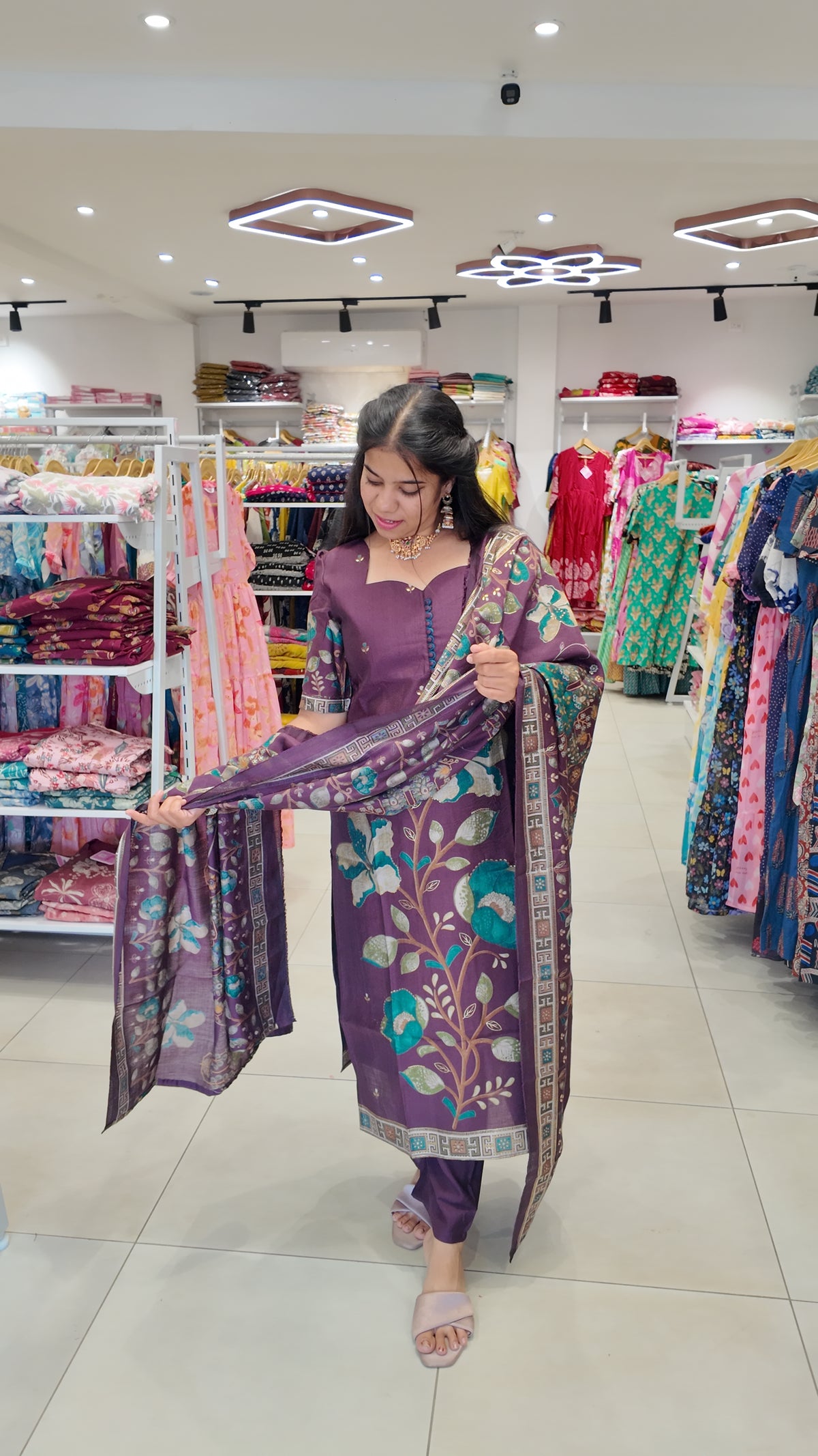 Premium Cotton Foil Printed Salwar Set-(Top,Bottom,Duppatta)-Non Feeding Only