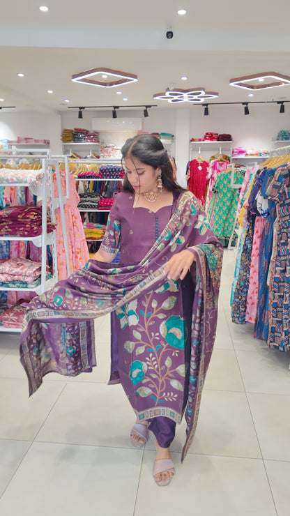 Premium Cotton Foil Printed Salwar Set-(Top,Bottom,Duppatta)-Non Feeding Only