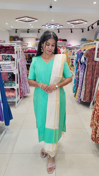 Premium Raw Silk Salwar Set-(Top,Bottom,Duppatta) Feeding FC0656