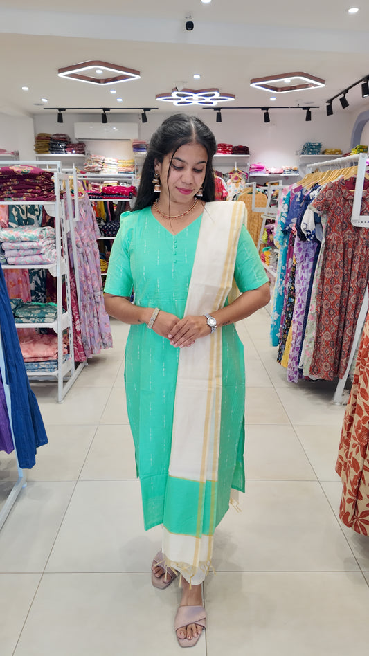 Premium Raw Silk Salwar Set-(Top,Bottom,Duppatta) Feeding FC0656