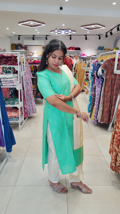Premium Raw Silk Salwar Set-(Top,Bottom,Duppatta) Feeding FC0656