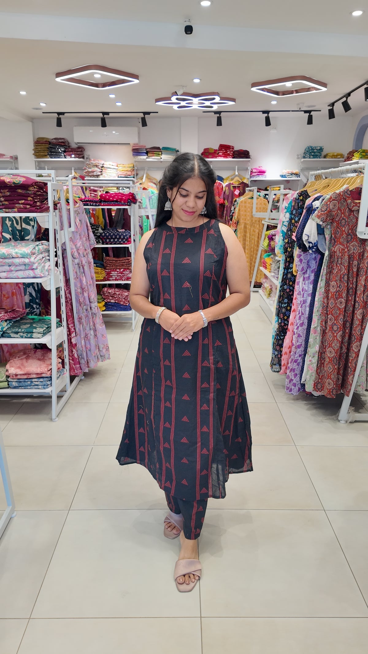 Premium Cotton Printed Sleeveless Coord Set-College/Office wear | Sleeves attached inside