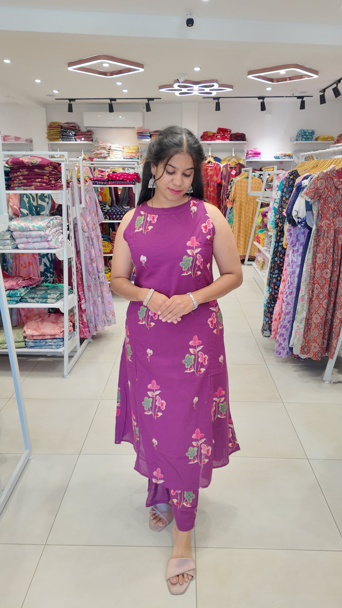 Premium Cotton Printed Sleeveless Coord Set-College/Office wear | Sleeves attached inside (Copy)