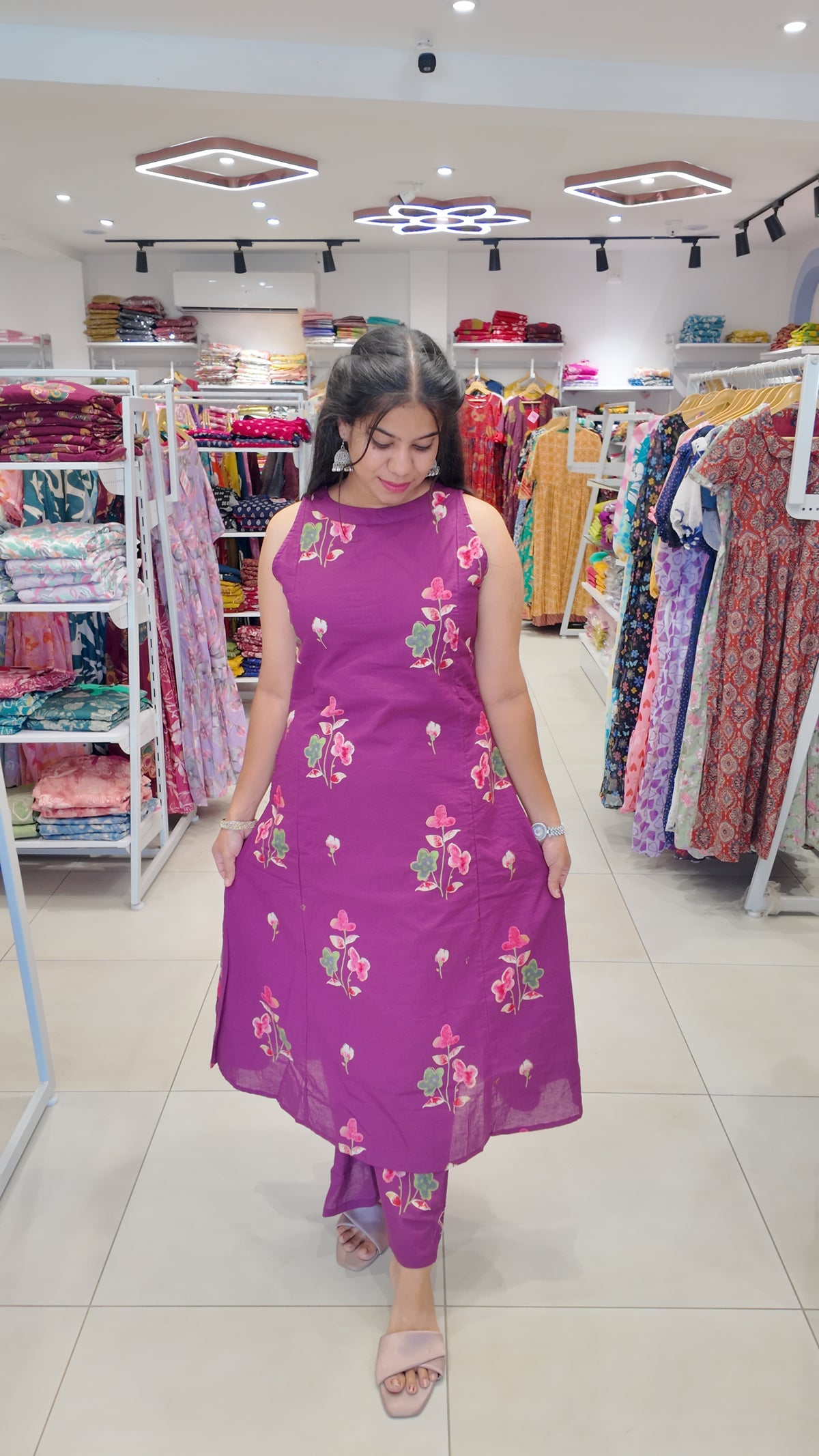 Premium Cotton Printed Sleeveless Coord Set-College/Office wear | Sleeves attached inside (Copy)