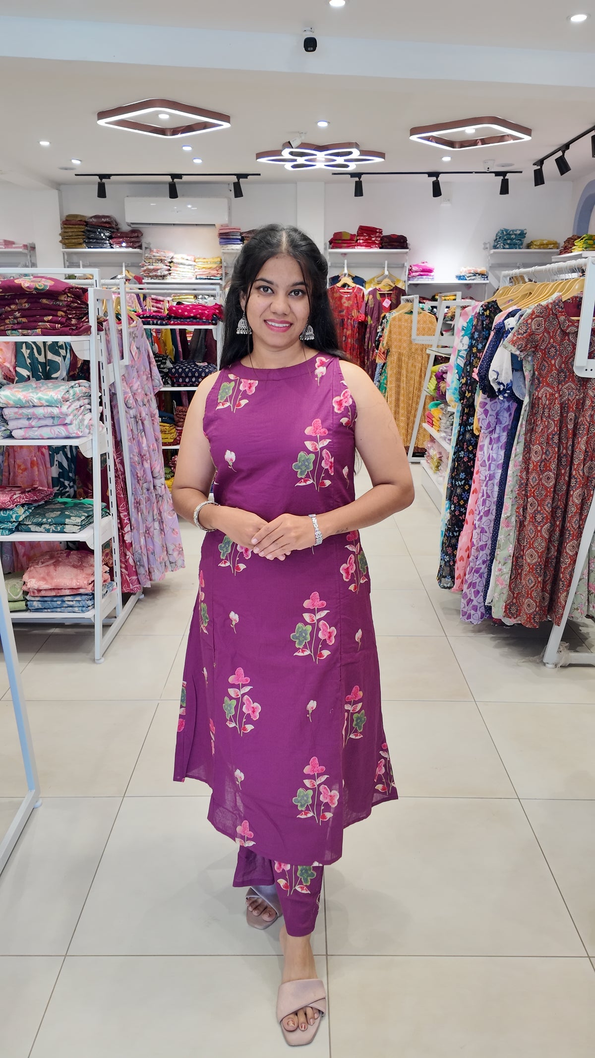 Premium Cotton Printed Sleeveless Coord Set-College/Office wear | Sleeves attached inside (Copy)