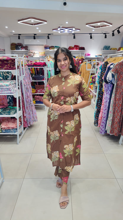 Premium Cotton Printed Coord Set (Without Lining)-College/Office wear