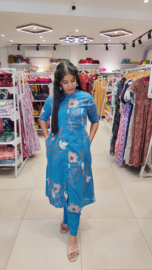 Premium Cotton Printed Coord Set (Without Lining)-College/Office wear