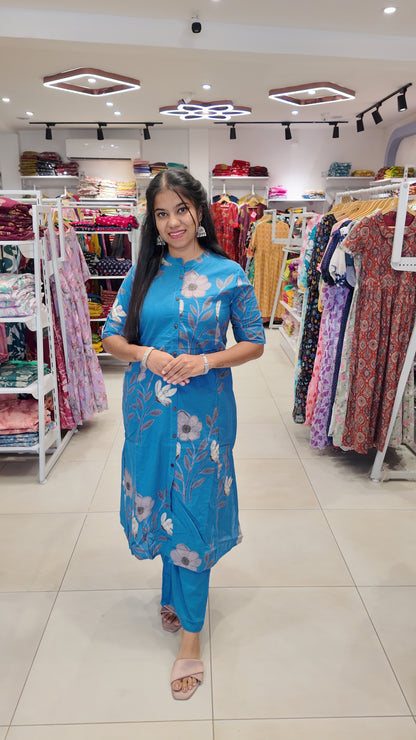 Premium Cotton Printed Coord Set (Without Lining)-College/Office wear