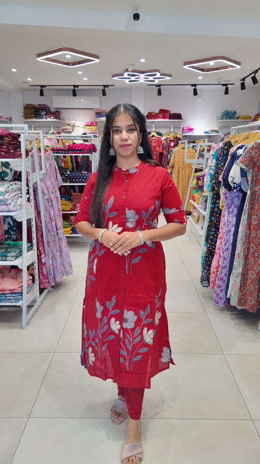 Premium Cotton Printed Coord Set (Without Lining)-College/Office wear