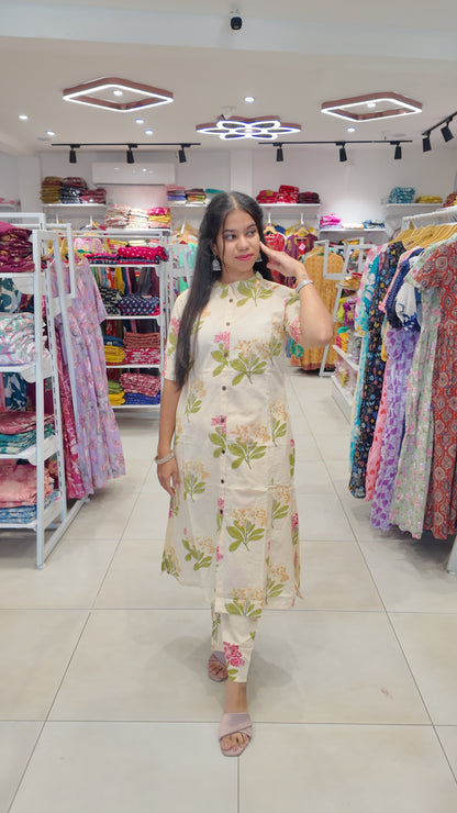 Premium Cotton Printed Coord Set (Without Lining)-College/Office wear