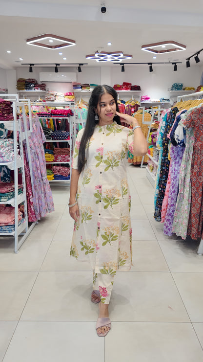 Premium Cotton Printed Coord Set (Without Lining)-College/Office wear