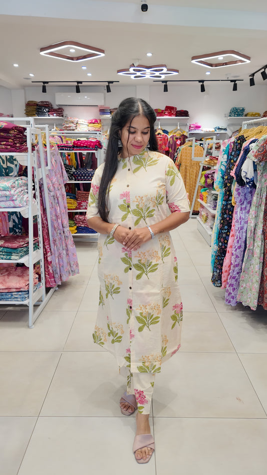 Premium Cotton Printed Coord Set (Without Lining)-College/Office wear
