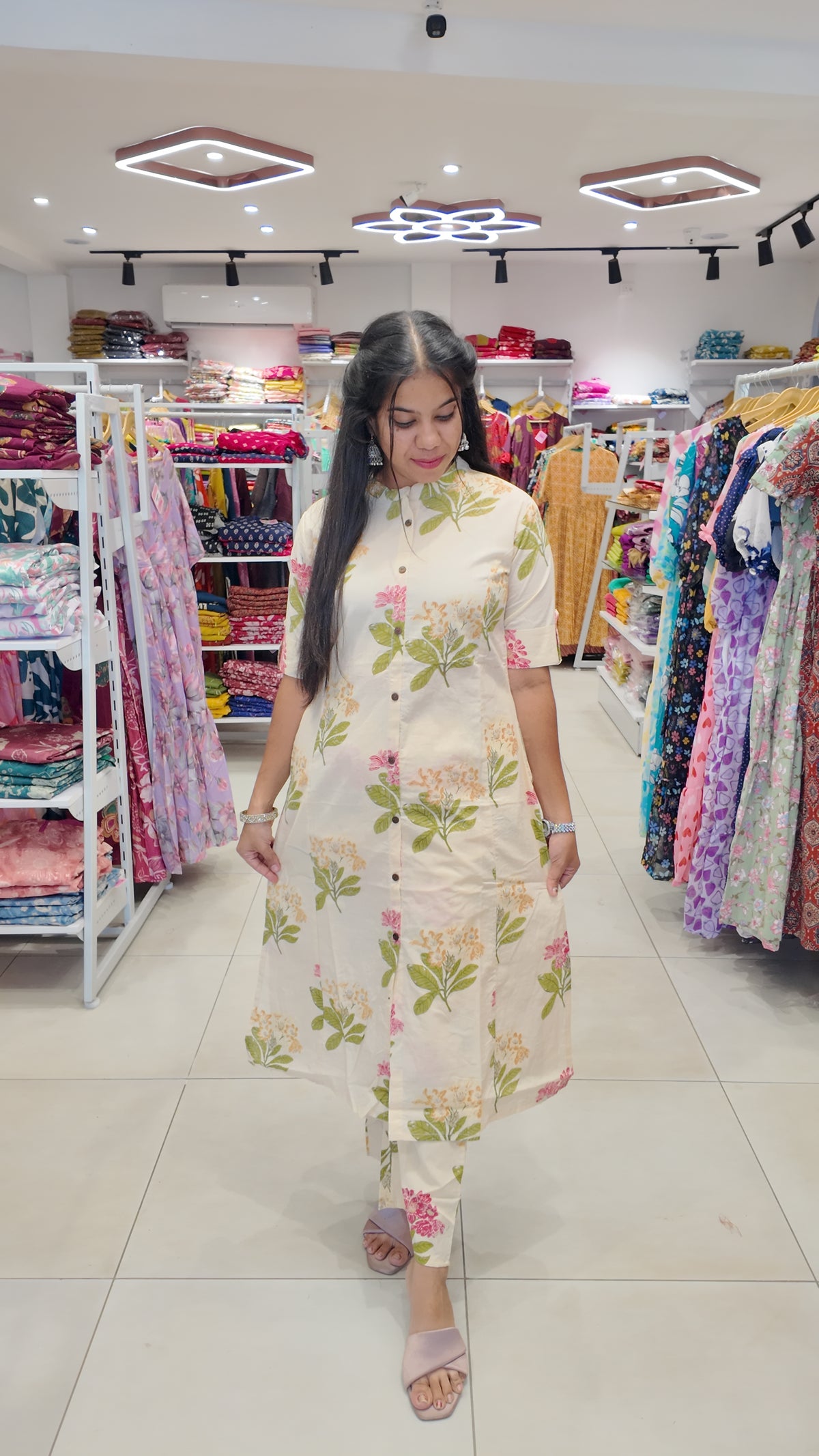 Premium Cotton Printed Coord Set (Without Lining)-College/Office wear