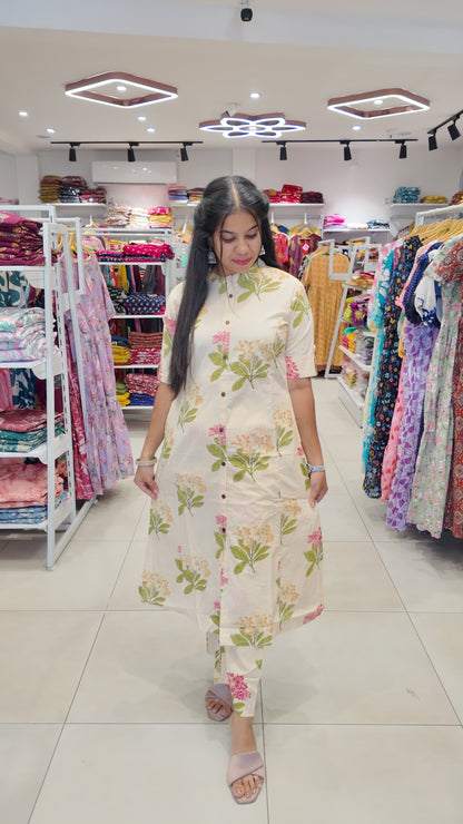 Premium Cotton Printed Coord Set (Without Lining)-College/Office wear