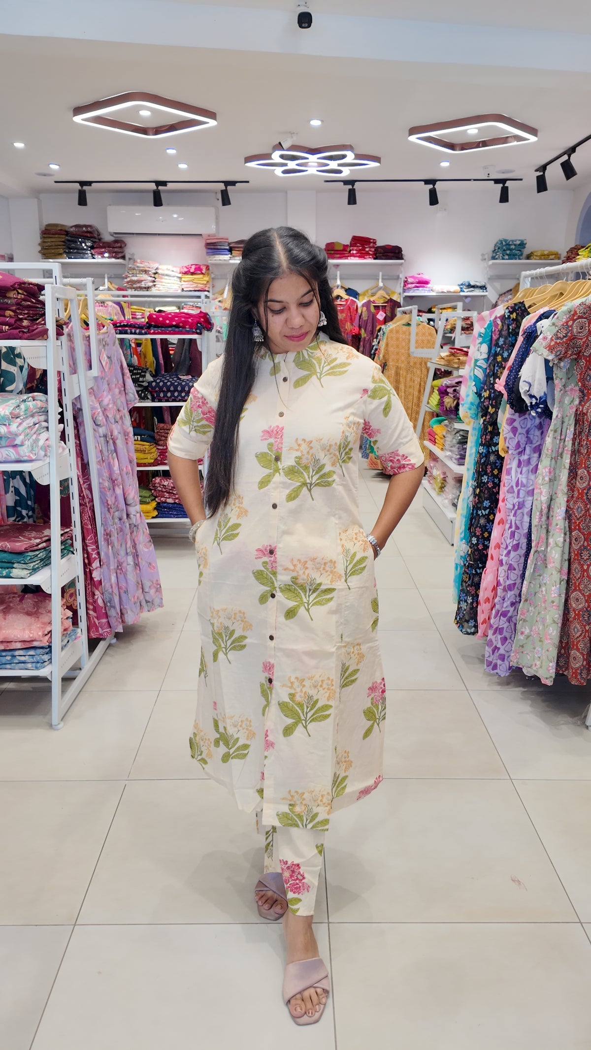 Premium Cotton Printed Coord Set (Without Lining)-College/Office wear