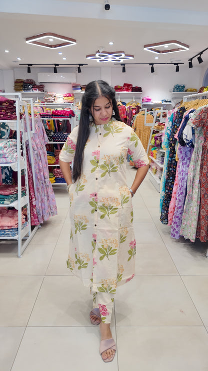 Premium Cotton Printed Coord Set (Without Lining)-College/Office wear