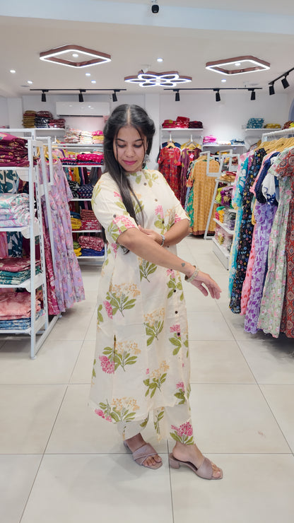 Premium Cotton Printed Coord Set (Without Lining)-College/Office wear