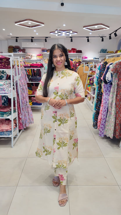 Premium Cotton Printed Coord Set (Without Lining)-College/Office wear