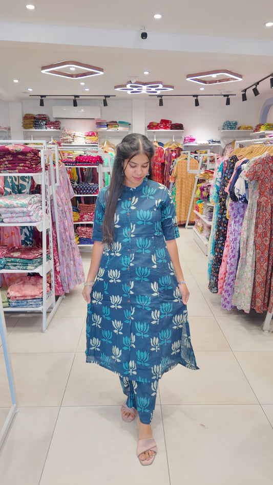 Premium Cotton Printed Coord Set (Without Lining)-College/Office wear