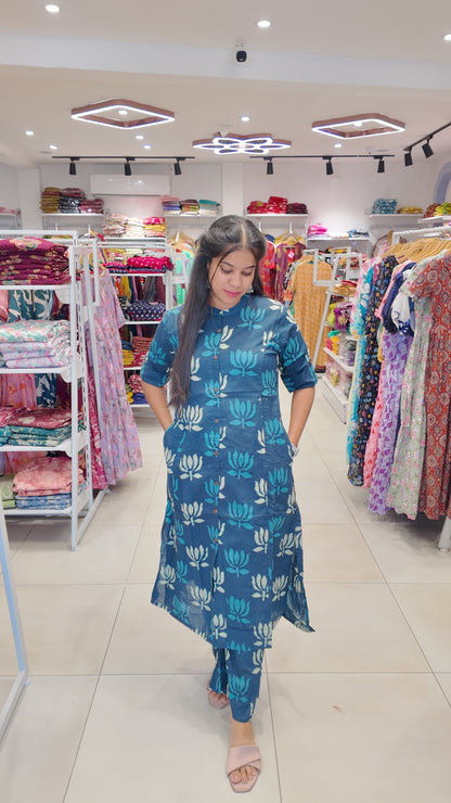 Premium Cotton Printed Coord Set (Without Lining)-College/Office wear
