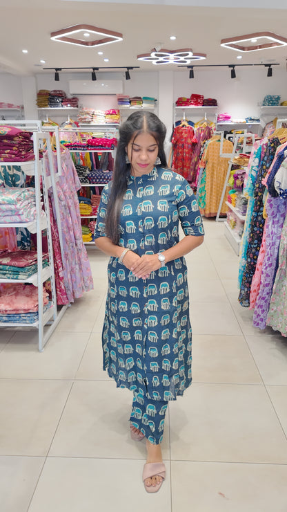 Premium Cotton Printed Coord Set (Without Lining)-College/Office wear