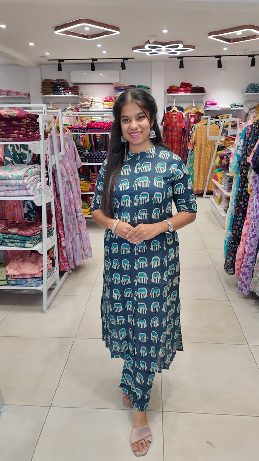 Premium Cotton Printed Coord Set (Without Lining)-College/Office wear