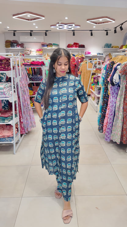 Premium Cotton Printed Coord Set (Without Lining)-College/Office wear