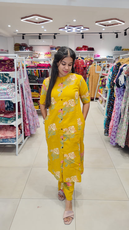 Premium Cotton Printed Coord Set (Without Lining)-College/Office wear