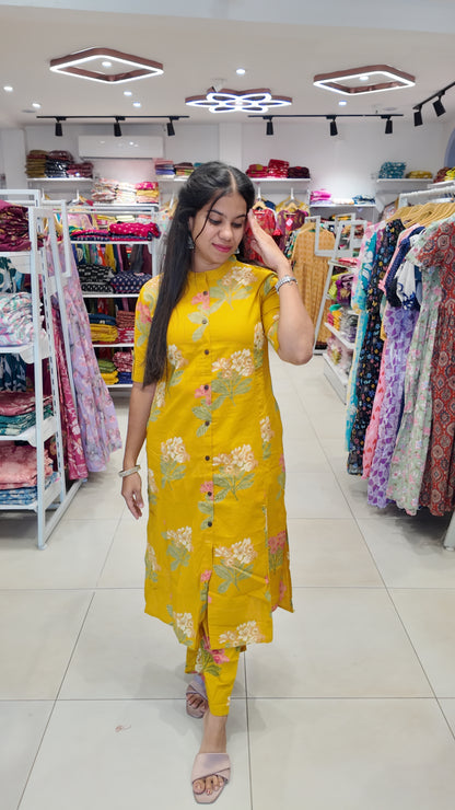 Premium Cotton Printed Coord Set (Without Lining)-College/Office wear