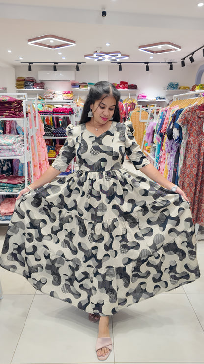 Premium Cotton Printed Maxi- Feeding | With Lining