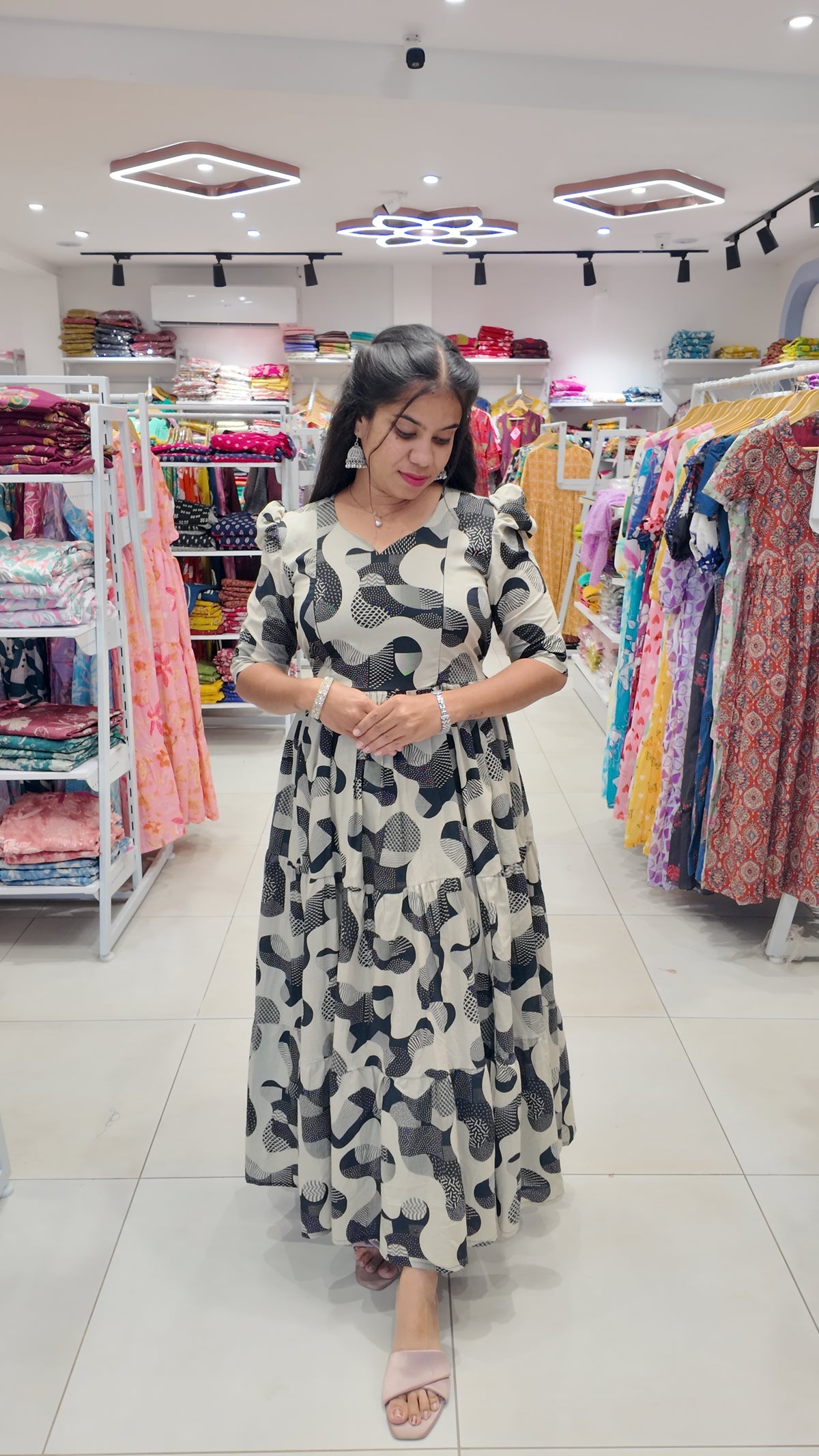 Premium Cotton Printed Maxi- Feeding | With Lining