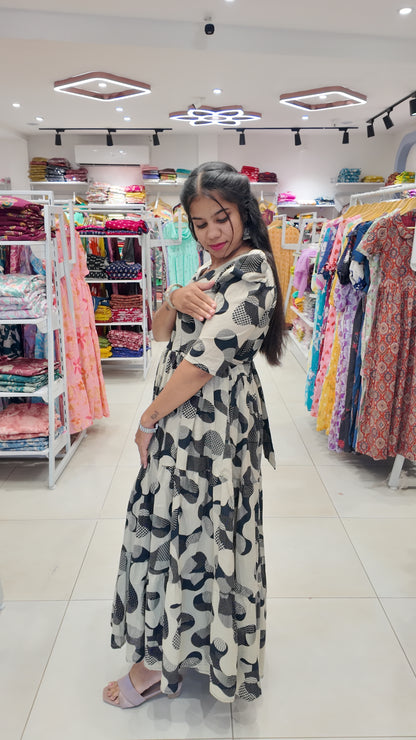 Premium Cotton Printed Maxi- Feeding | With Lining