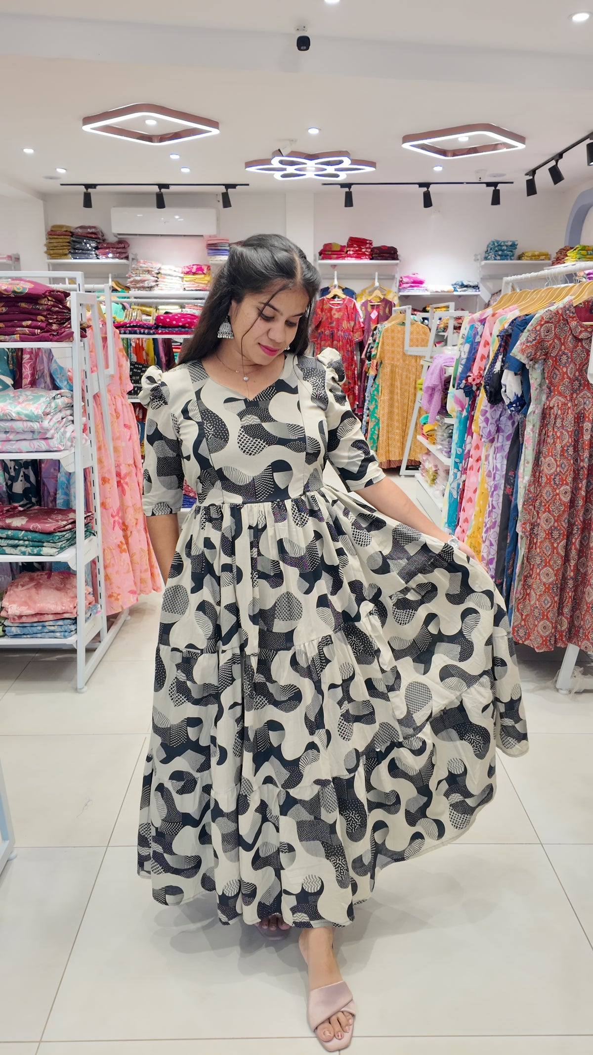 Premium Cotton Printed Maxi- Feeding | With Lining