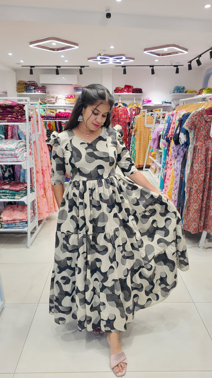 Premium Cotton Printed Maxi- Feeding | With Lining