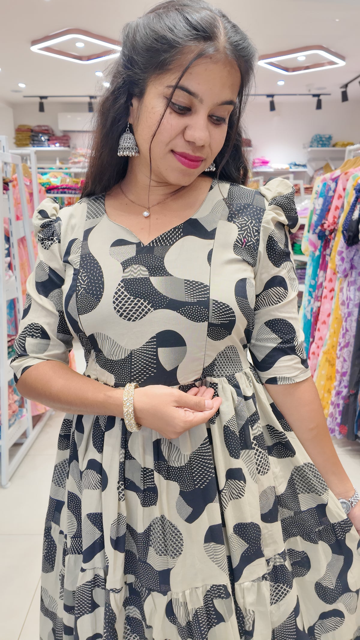 Premium Cotton Printed Maxi- Feeding | With Lining